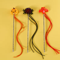 HKM-2070205 Interactive Plush Cat Teaser Stick with Halloween-themed Spider, Pumpkin, and Bat Designs