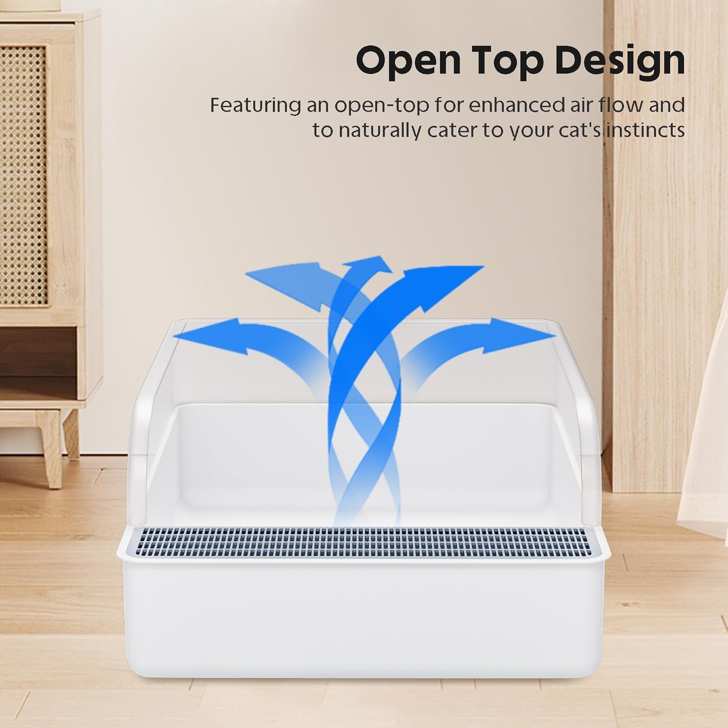 HKM-2070845 Open Cat Litter Box with High Sides and Anti-Splash Features, Removable Design for Easy Cleaning and Sand Leakage Prevention
