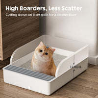 HKM-2070845 Open Cat Litter Box with High Sides and Anti-Splash Features, Removable Design for Easy Cleaning and Sand Leakage Prevention