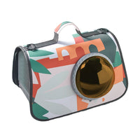 HKM-2071613 Transparent Space Cover Cat Carrier Bag with Cartoon Design, Medium PU Fabric Crossbody Pet Bag