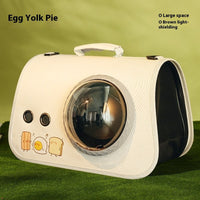 HKM-2071613 Transparent Space Cover Cat Carrier Bag with Cartoon Design, Medium PU Fabric Crossbody Pet Bag