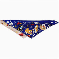HKM-2072765 Reversible Shiba Inu Triangular Scarf for Small Dogs - Pink/Blue & Dark Blue/Pink Options