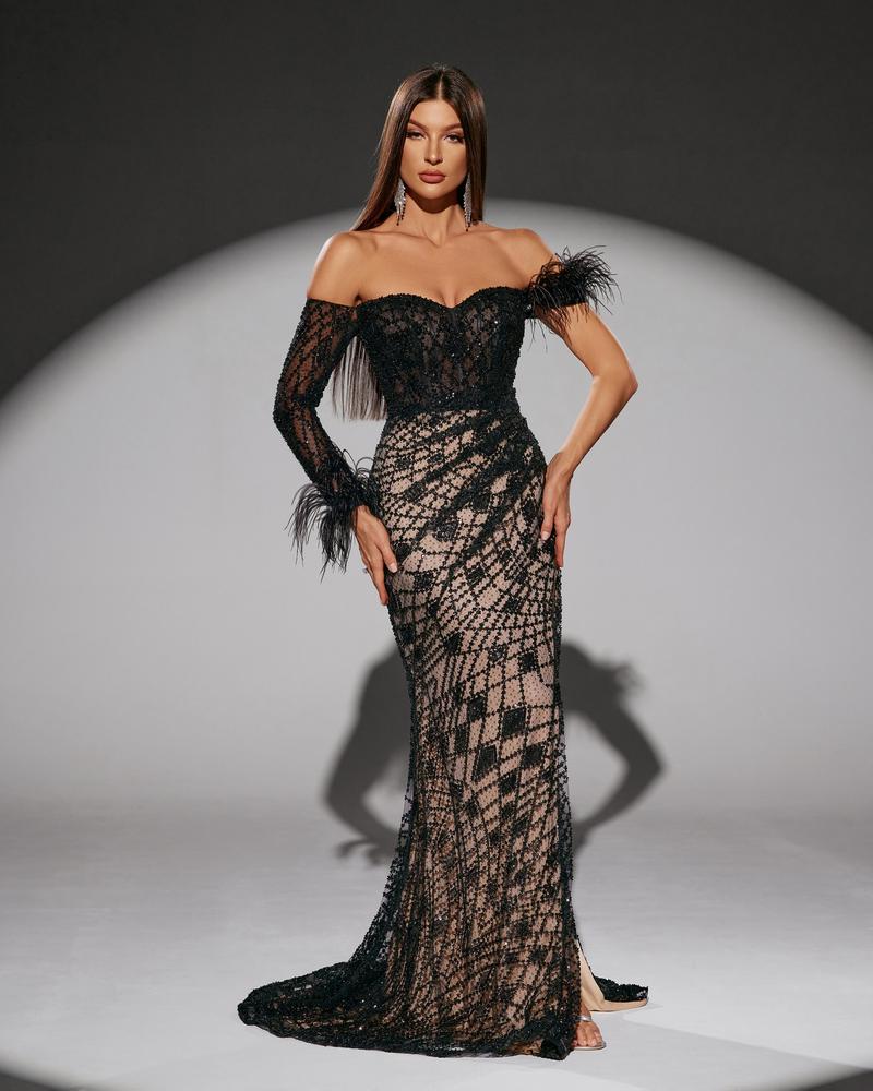 HKM-207315 Elegant Black Evening Dress for Women - Model EZ25215