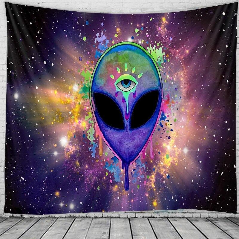 HKM-207315 Evil Eye Alien Printed Tapestry - Multifunctional Wall Hanging and Sitting Blanket