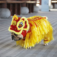 HKM-2073533 Pet Lion Dance Costume - Fleece Clothing for Chinese New Year, Sizes S-XL