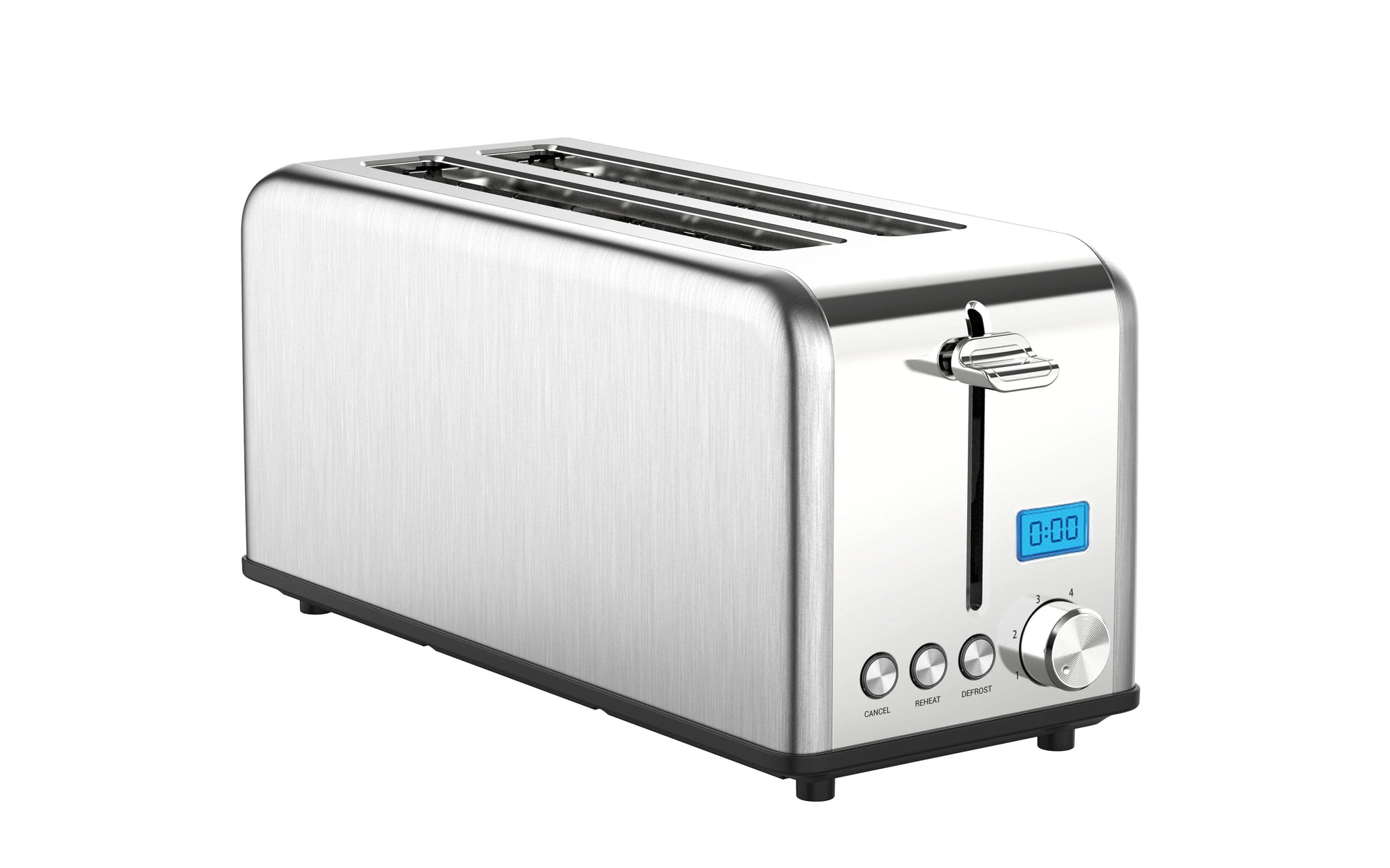 HKM-207507 Stainless Steel 4-Slice Long Slot Toaster with LCD Timer Display