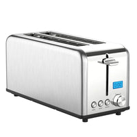 HKM-207507 Stainless Steel 4-Slice Long Slot Toaster with LCD Timer Display