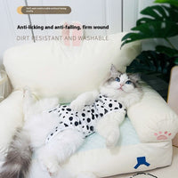 HKM-2075709 Breathable Cat Surgical Gown in Leopard Print - Comfortable Sterilization Clothing for Female Cats