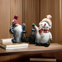 HKM-207571 Christmas Resin Snowman Decorative Landscape Lamp - European Style Elf Design