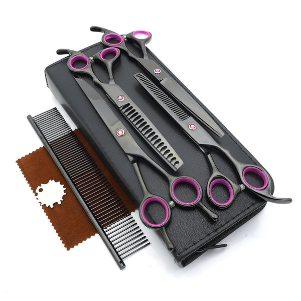 HKM-2076733 Pet Grooming Scissors Set - Portable Stainless Steel Tools for Dog Beauty Care
