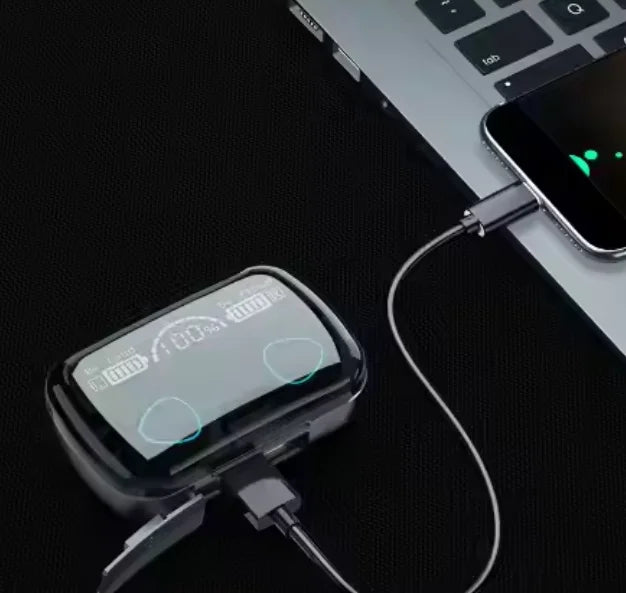HKM-207763 Wireless HiFi Stereo Earbuds with Powerbank and LED Display - Waterproof Bluetooth Earphones
