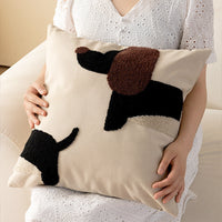 HKM-207827 Dachshund Dog Canvas Embroidered Pillow Covers in Navy and Black - Various Sizes
