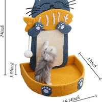 HKM-2078397 Cat Scratch Pad with Cat Bed, Fish-Shaped Scratching Post and Hanging Ball, Durable Sisal Design for Indoor Cats