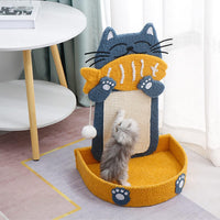HKM-2078397 Cat Scratch Pad with Cat Bed, Fish-Shaped Scratching Post and Hanging Ball, Durable Sisal Design for Indoor Cats