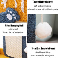 HKM-2078397 Cat Scratch Pad with Cat Bed, Fish-Shaped Scratching Post and Hanging Ball, Durable Sisal Design for Indoor Cats