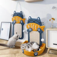 HKM-2078397 Cat Scratch Pad with Cat Bed, Fish-Shaped Scratching Post and Hanging Ball, Durable Sisal Design for Indoor Cats