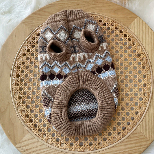 HKM-2078909 Brown Faux Mink Cashmere Sweater for Pets - Stylish and Comfortable Knit Wear