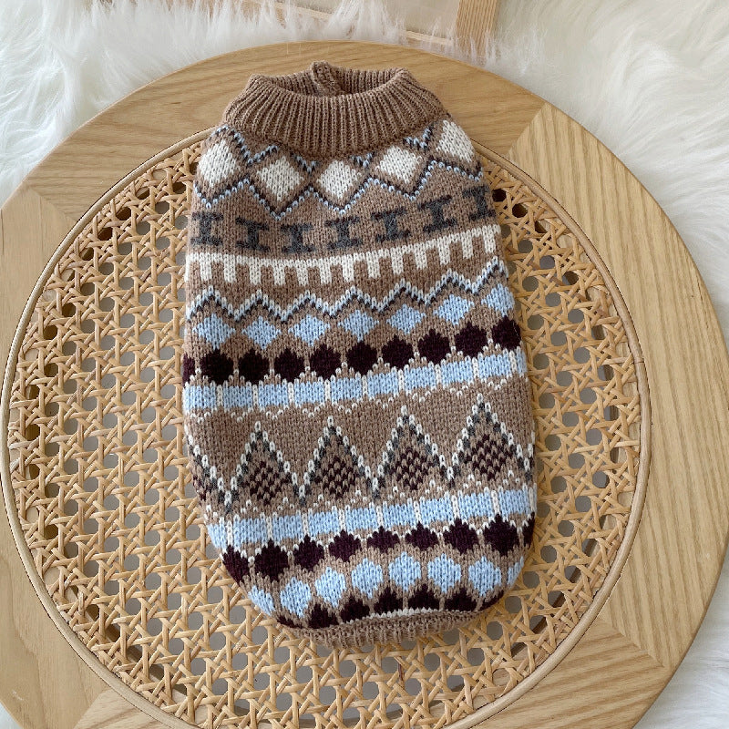 HKM-2078909 Brown Faux Mink Cashmere Sweater for Pets - Stylish and Comfortable Knit Wear