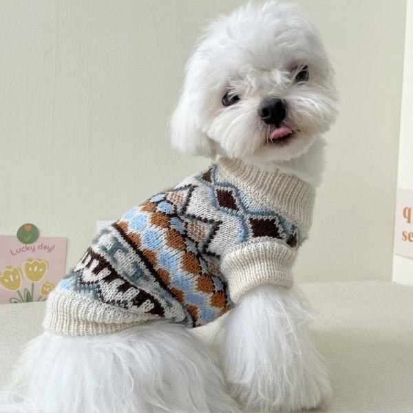 HKM-2078909 Brown Faux Mink Cashmere Sweater for Pets - Stylish and Comfortable Knit Wear