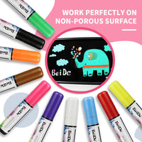 HKM-207891 10mm Flat Tip Neon Dry Erase Liquid Chalk Marker - Water-Based, 8 Colours, Reusable, Safe for Skin