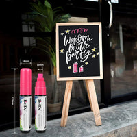 HKM-207891 10mm Flat Tip Neon Dry Erase Liquid Chalk Marker - Water-Based, 8 Colours, Reusable, Safe for Skin