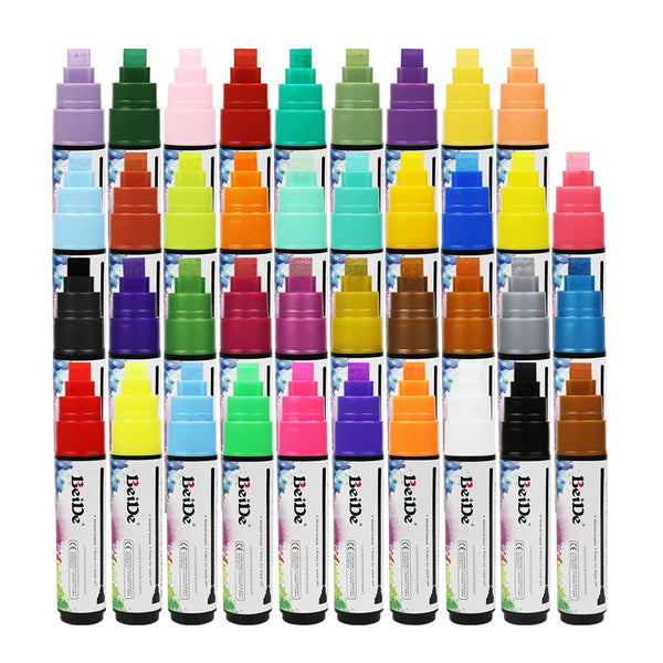 HKM-207891 10mm Flat Tip Neon Dry Erase Liquid Chalk Marker - Water-Based, 8 Colours, Reusable, Safe for Skin
