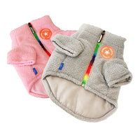 HKM-2079293 Cozy Teddy Lamb Wool Dog Winter Coat in Gray and Pink for All Breeds