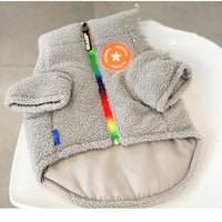 HKM-2079293 Cozy Teddy Lamb Wool Dog Winter Coat in Gray and Pink for All Breeds