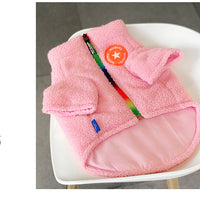 HKM-2079293 Cozy Teddy Lamb Wool Dog Winter Coat in Gray and Pink for All Breeds