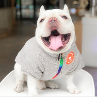 HKM-2079293 Cozy Teddy Lamb Wool Dog Winter Coat in Gray and Pink for All Breeds