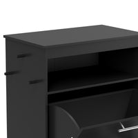 HKM-2081085 Pet Feeder Station Storage Cabinet with Two Removable Bowls and Storage Space, Black