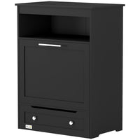 HKM-2081085 Pet Feeder Station Storage Cabinet with Two Removable Bowls and Storage Space, Black