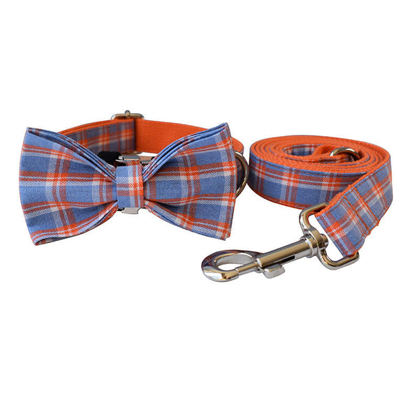 HKM-2082877 Stylish Orange Mesh Dog Collar with Alloy Buckle and Bow Accent