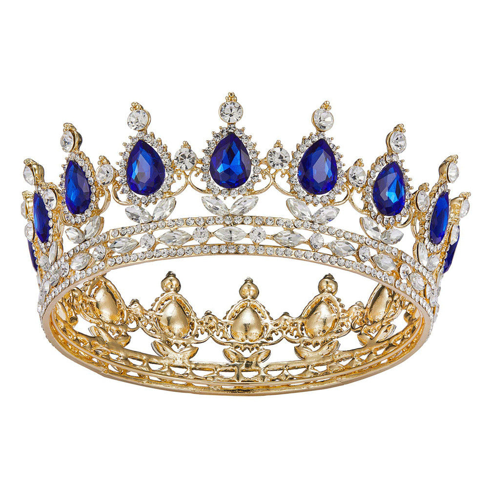HKM-208339 Baroque Diamond Crown Headdress with Multi-Color Crystal Accents