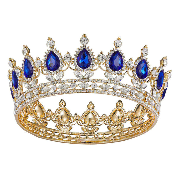 HKM-208339 Baroque Diamond Crown Headdress with Multi-Color Crystal Accents