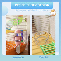 HKM-2084541 5-Tier Portable Hamster Cage with Exercise Wheel, Tubes, and Accessories in Orange