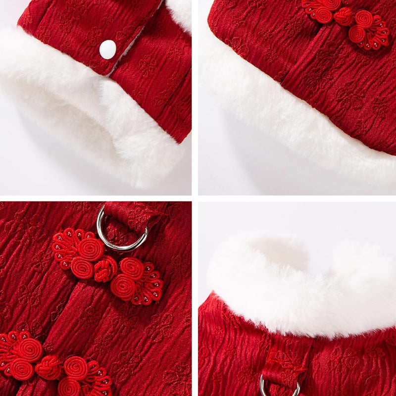 HKM-2085437 Cozy Cotton Winter Dog Outfit for Small Dogs - Chinese New Year Style Clothing