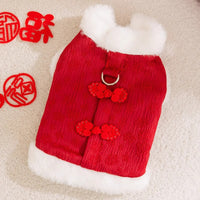 HKM-2085437 Cozy Cotton Winter Dog Outfit for Small Dogs - Chinese New Year Style Clothing