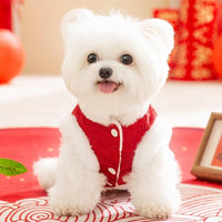 HKM-2085437 Cozy Cotton Winter Dog Outfit for Small Dogs - Chinese New Year Style Clothing
