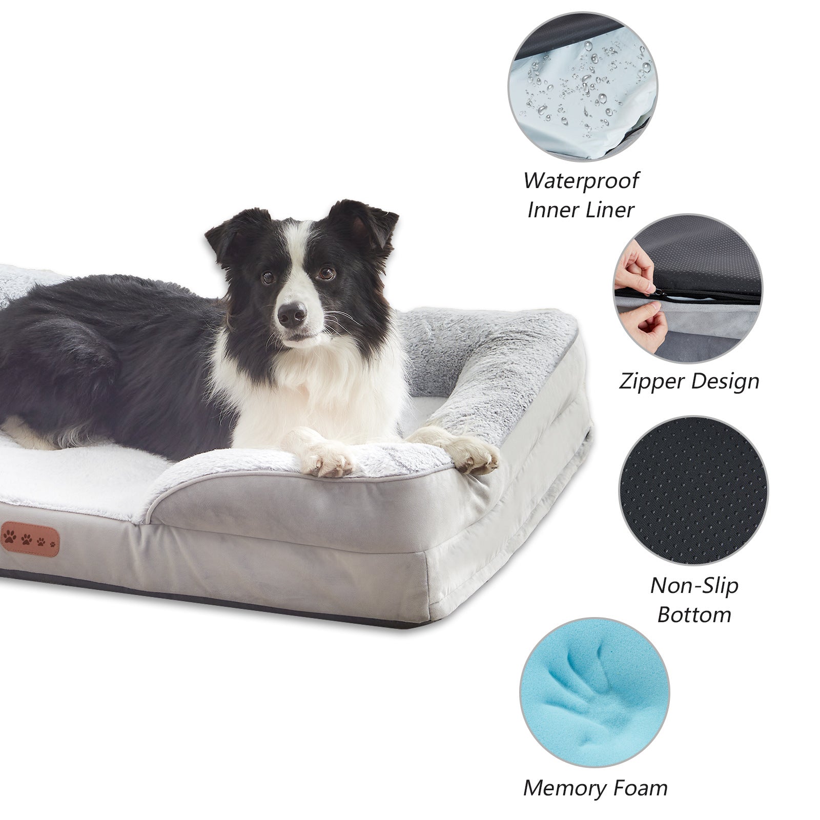 HKM-2086717 Detachable Memory Foam Pet Bed for All Seasons - Light Gray-Blue, Multiple Sizes Available