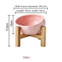 HKM-2086845 Ceramic Pet Food and Water Bowl with Oblique Mouth - Large Capacity, Available in Pink, White, and Blue