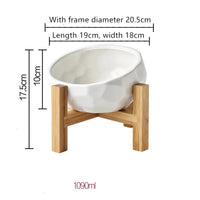 HKM-2086845 Ceramic Pet Food and Water Bowl with Oblique Mouth - Large Capacity, Available in Pink, White, and Blue