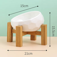 HKM-2086845 Ceramic Pet Food and Water Bowl with Oblique Mouth - Large Capacity, Available in Pink, White, and Blue