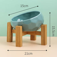 HKM-2086845 Ceramic Pet Food and Water Bowl with Oblique Mouth - Large Capacity, Available in Pink, White, and Blue