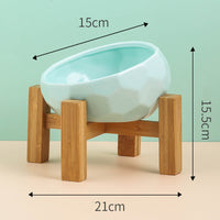 HKM-2086845 Ceramic Pet Food and Water Bowl with Oblique Mouth - Large Capacity, Available in Pink, White, and Blue