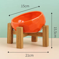 HKM-2086845 Ceramic Pet Food and Water Bowl with Oblique Mouth - Large Capacity, Available in Pink, White, and Blue