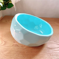 HKM-2086845 Ceramic Pet Food and Water Bowl with Oblique Mouth - Large Capacity, Available in Pink, White, and Blue