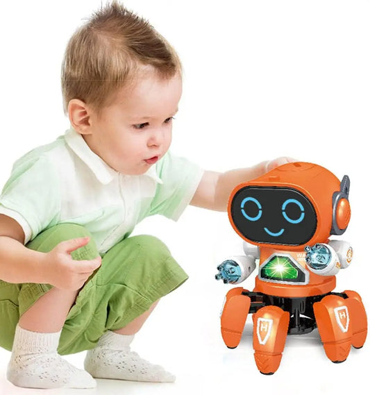 HKM-208723 Educational Dancing Robot Toy for Kids with Light and Sound - Multi-Color Plastic Interactive Toy