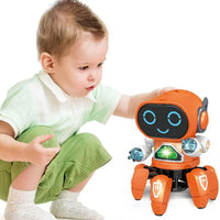 HKM-208723 Educational Dancing Robot Toy for Kids with Light and Sound - Multi-Color Plastic Interactive Toy