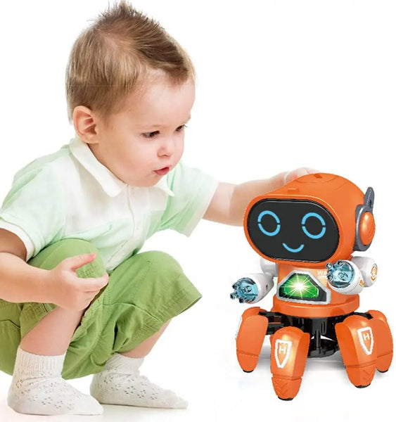 HKM-208723 Educational Dancing Robot Toy for Kids with Light and Sound - Multi-Color Plastic Interactive Toy